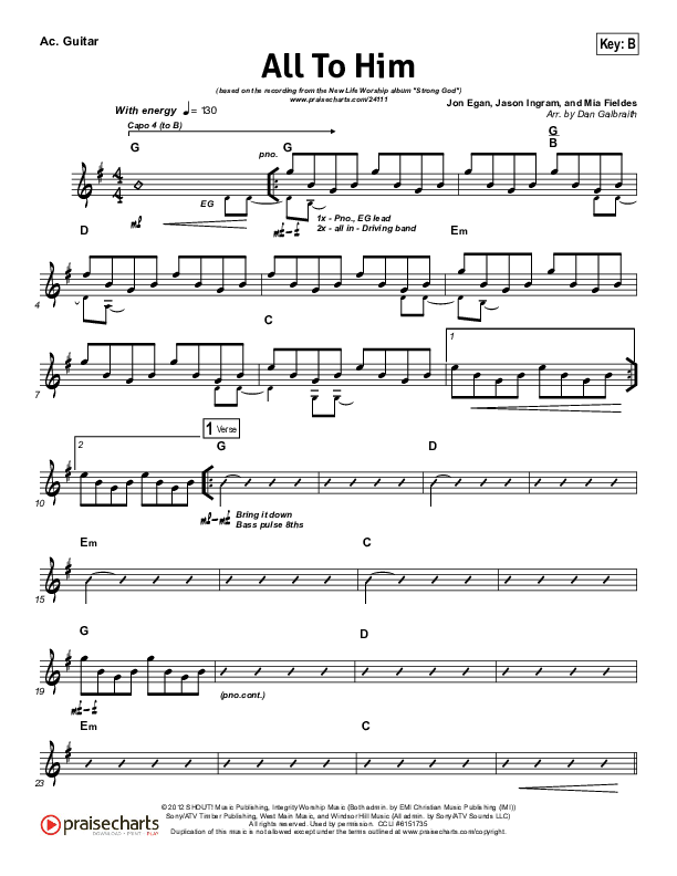 All To Him Acoustic Guitar (Cory Asbury / New Life Worship)