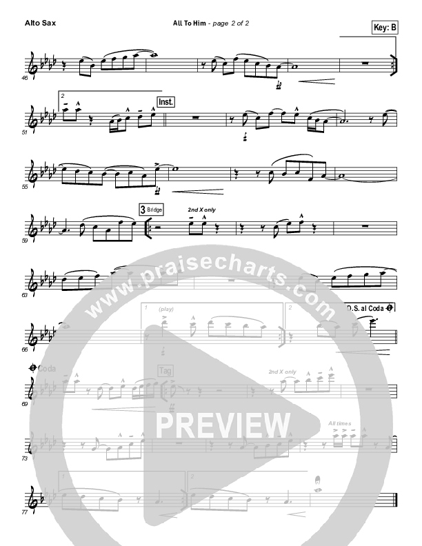 All To Him Alto Sax (Cory Asbury / New Life Worship)