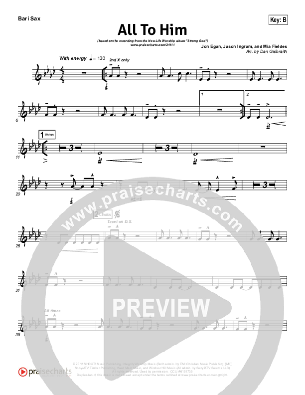 All To Him Bari Sax (Cory Asbury / New Life Worship)