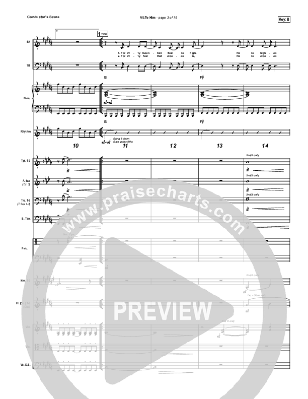 All To Him Conductor's Score (Cory Asbury / New Life Worship)