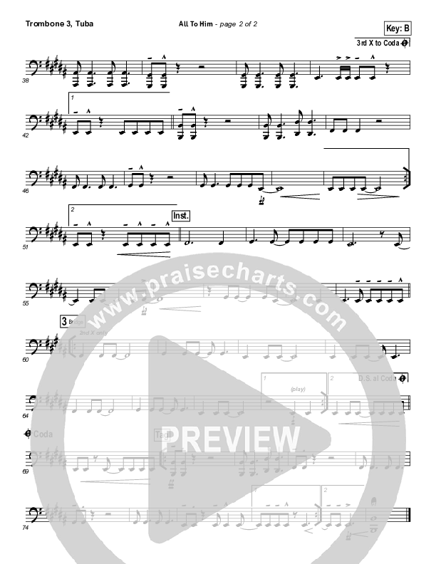 All To Him Trombone 3/Tuba (Cory Asbury / New Life Worship)