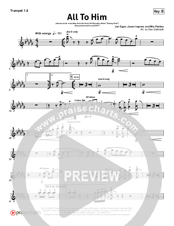 All To Him Brass Pack (Cory Asbury / New Life Worship)