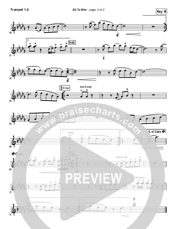 All To Him Trumpet 1,2 (Cory Asbury / New Life Worship)