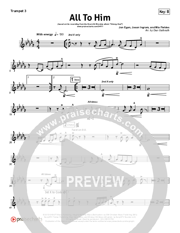 All To Him Trumpet 3 (Cory Asbury / New Life Worship)