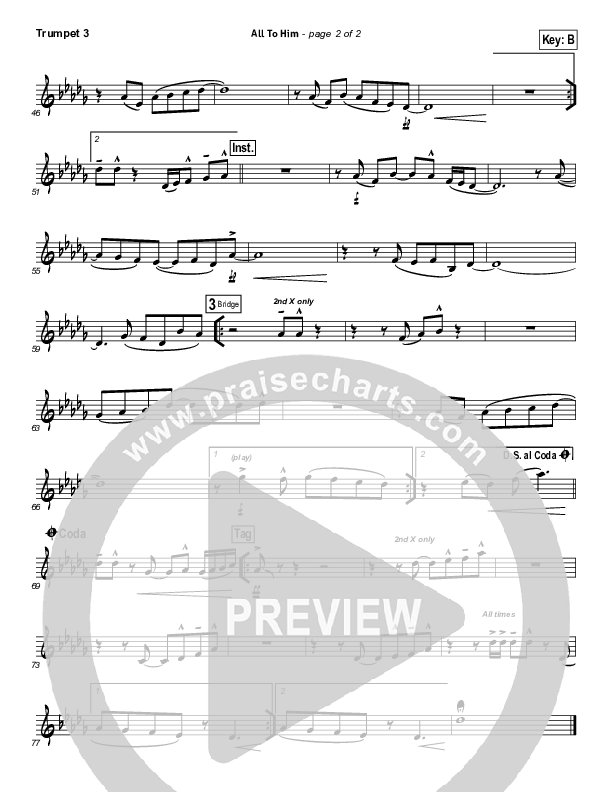 All To Him Trumpet 3 (Cory Asbury / New Life Worship)