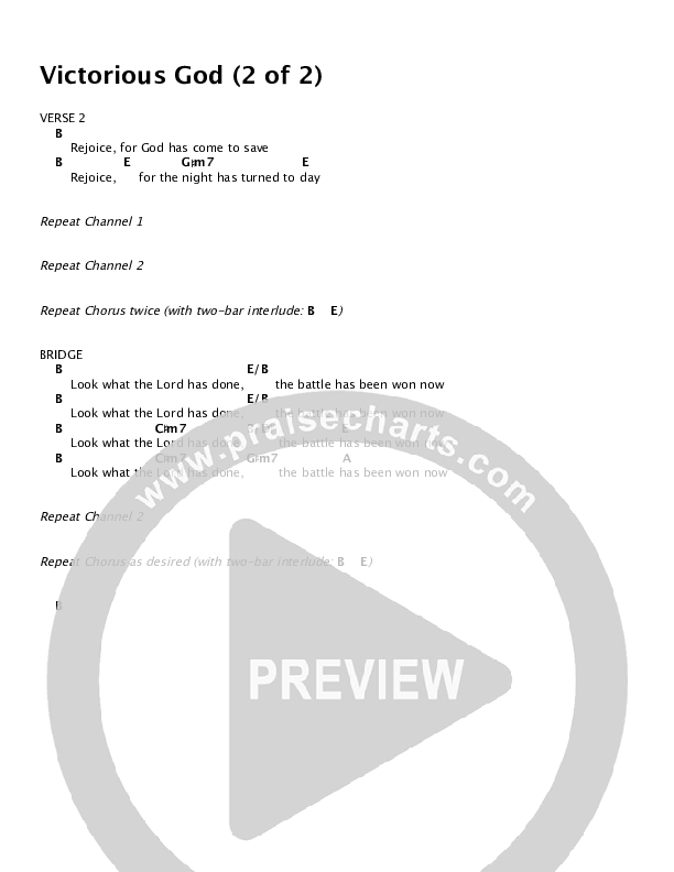Victorious God Chords & Lyrics (Brad Parsley / New Life Worship)
