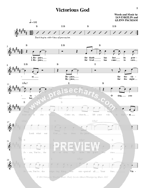Victorious God Lead Sheet (Brad Parsley / New Life Worship)