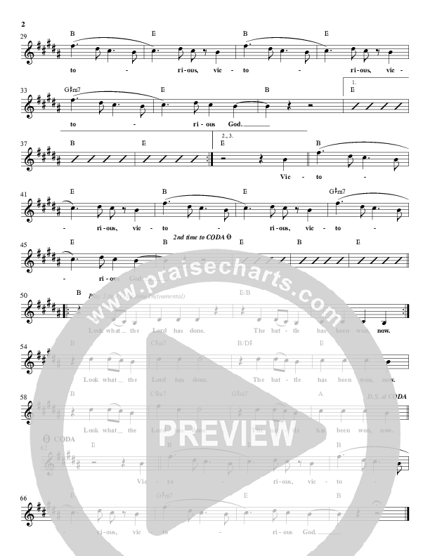 Victorious God Lead Sheet (Brad Parsley / New Life Worship)