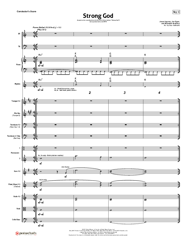 Strong God Conductor's Score (Jon Egan / New Life Worship)