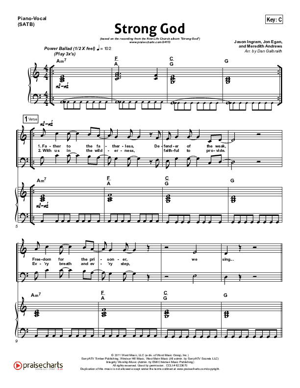 Strong God Piano/Vocal (SATB) (Jon Egan / New Life Worship)