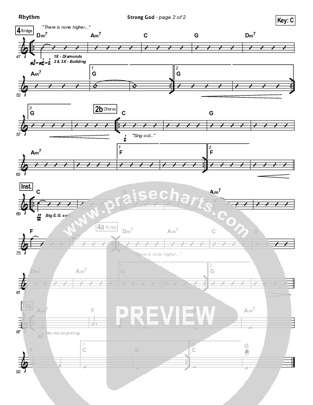 Strong God Rhythm Chart (Jon Egan / New Life Worship)