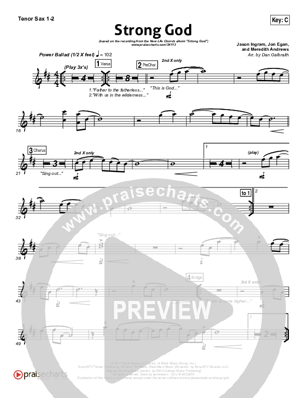Strong God Tenor Sax 1/2 (Jon Egan / New Life Worship)
