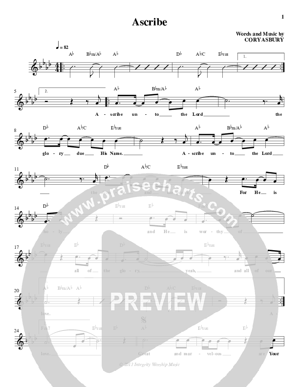 Ascribe Lead Sheet (Cory Asbury / New Life Worship)