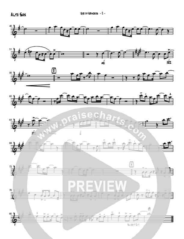 God Of Wonders (Instrumental) Alto Sax (Brad Henderson)