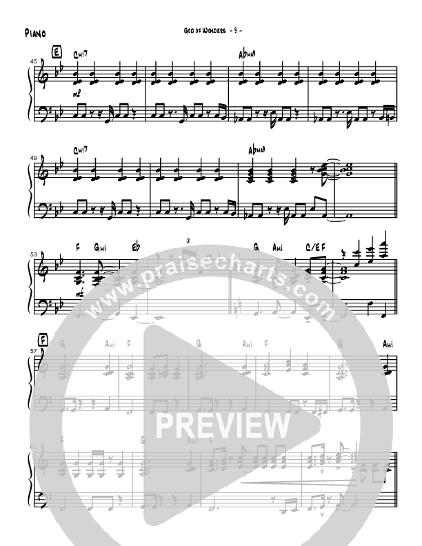 God Of Wonders (Instrumental) Piano Sheet (Brad Henderson)