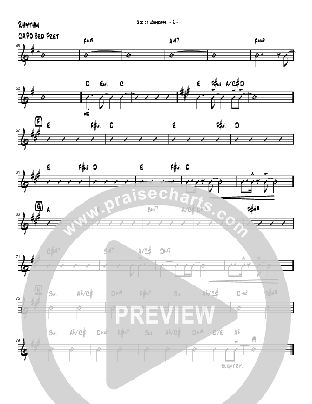 God Of Wonders (Instrumental) Rhythm Chart (Brad Henderson)