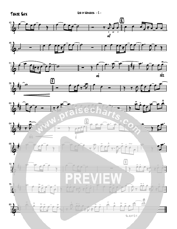 God Of Wonders (Instrumental) Tenor Sax 2 (Brad Henderson)