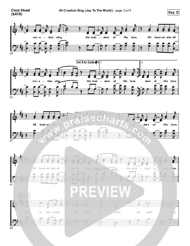 All Creation Sing (Joy To The World) Choir Sheet (SATB) (Seth Condrey / North Point Worship)