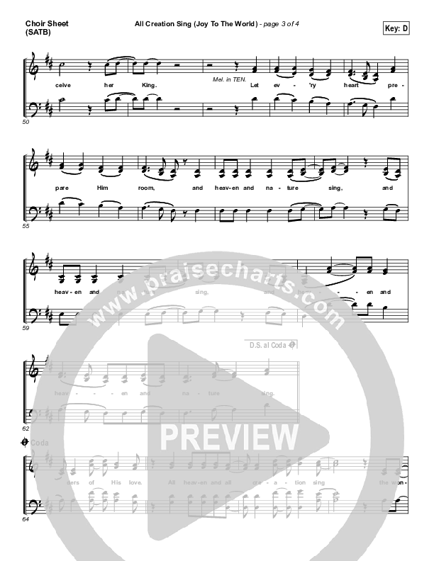 All Creation Sing (Joy To The World) Choir Sheet (SATB) (Seth Condrey / North Point Worship)