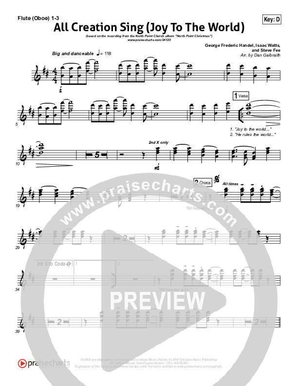 All Creation Sing (Joy To The World) Flute/Oboe 1/2/3 (Seth Condrey / North Point Worship)