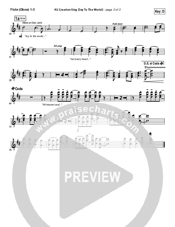 All Creation Sing (Joy To The World) Flute/Oboe 1/2/3 (Seth Condrey / North Point Worship)