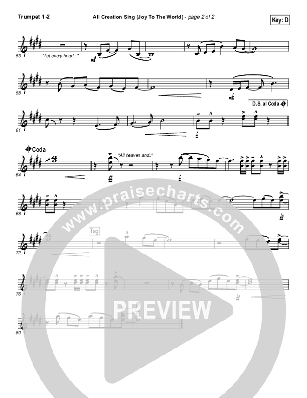 All Creation Sing (Joy To The World) Trumpet 1,2 (Seth Condrey / North Point Worship)