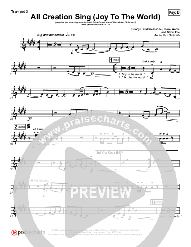 All Creation Sing (Joy To The World) Trumpet 3 (Seth Condrey / North Point Worship)