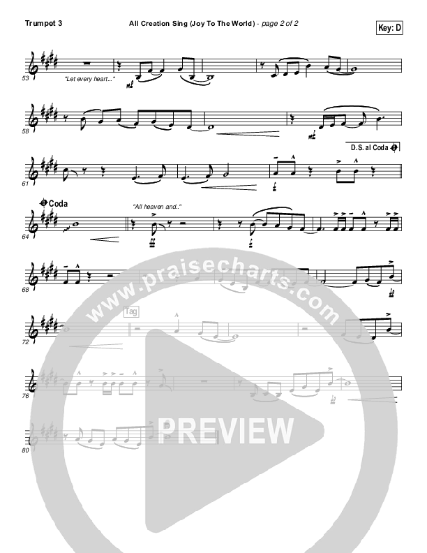 All Creation Sing (Joy To The World) Trumpet 3 (Seth Condrey / North Point Worship)