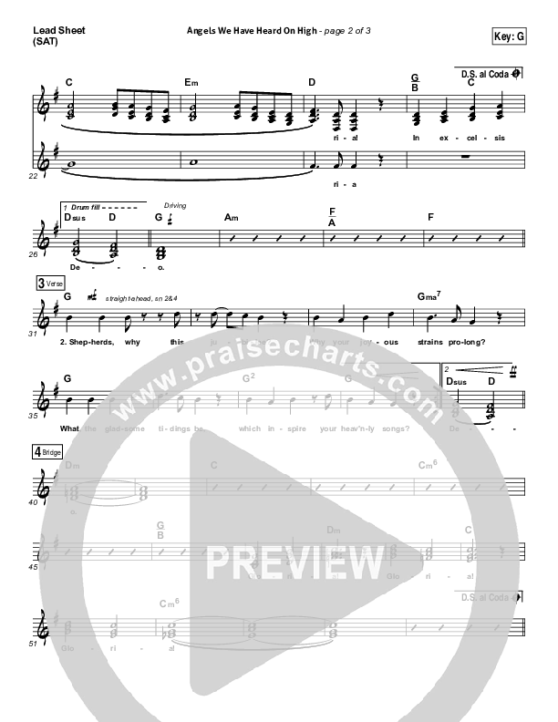 Angels We Have Heard On High Lead Sheet (SAT) (Casey Darnell / North Point Worship)