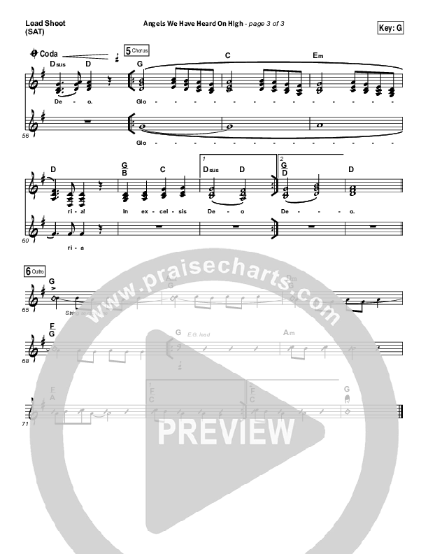 Angels We Have Heard On High Lead Sheet (SAT) (Casey Darnell / North Point Worship)