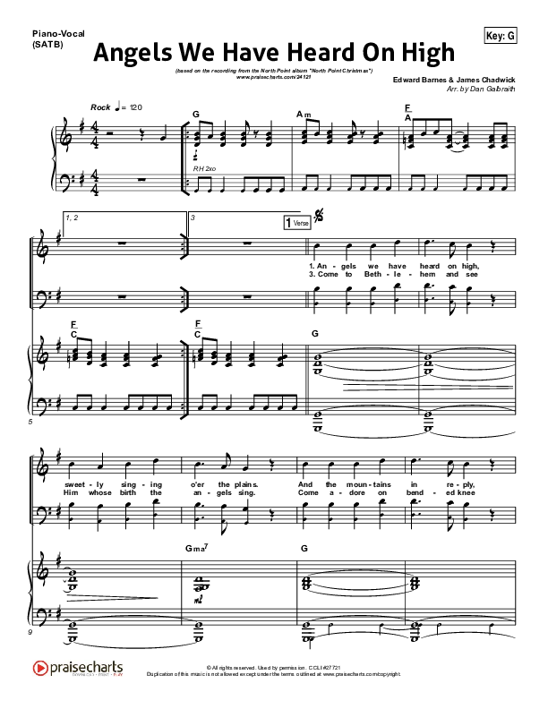 Angels We Have Heard On High Piano/Vocal (SATB) (Casey Darnell / North Point Worship)