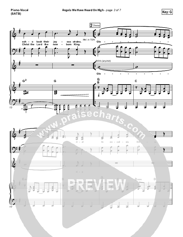 Angels We Have Heard On High Piano/Vocal (SATB) (Casey Darnell / North Point Worship)