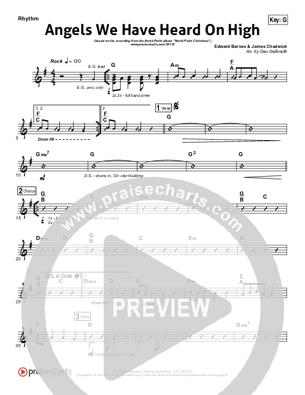 Angels We Have Heard On High Rhythm Chart (Casey Darnell / North Point Worship)