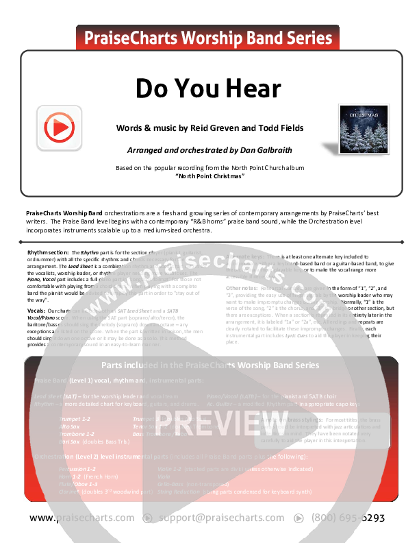 Do You Hear Cover Sheet (James Carter / North Point Worship)