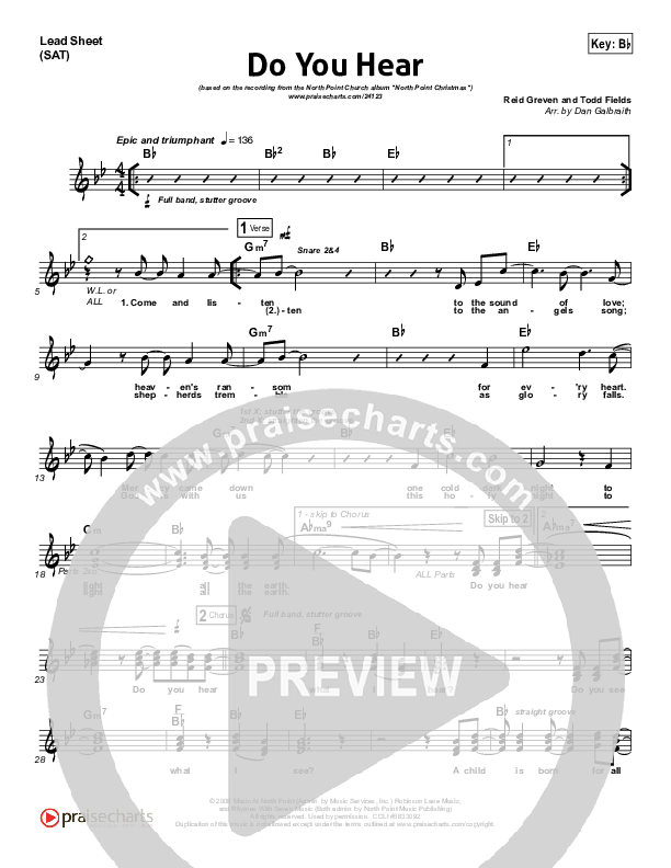 Do You Hear Lead Sheet (SAT) (James Carter / North Point Worship)