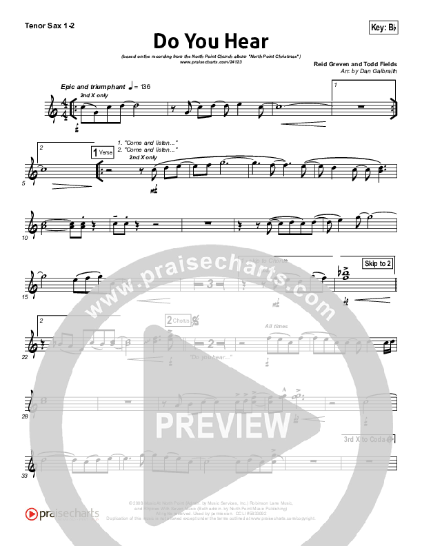 Do You Hear Tenor Sax 1/2 (James Carter / North Point Worship)