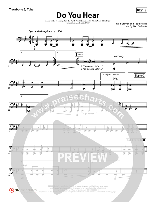 Do You Hear Trombone 3/Tuba (James Carter / North Point Worship)