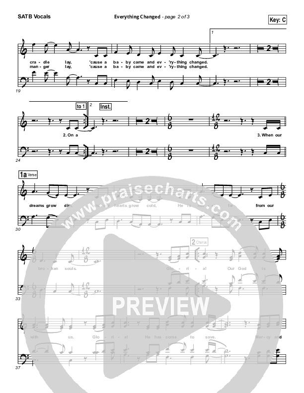 Everything Changed Choir Sheet (SATB) (Eddie Kirkland / North Point Worship)