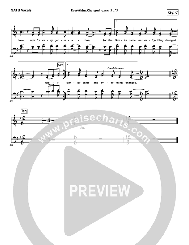 Everything Changed Choir Sheet (SATB) (Eddie Kirkland / North Point Worship)