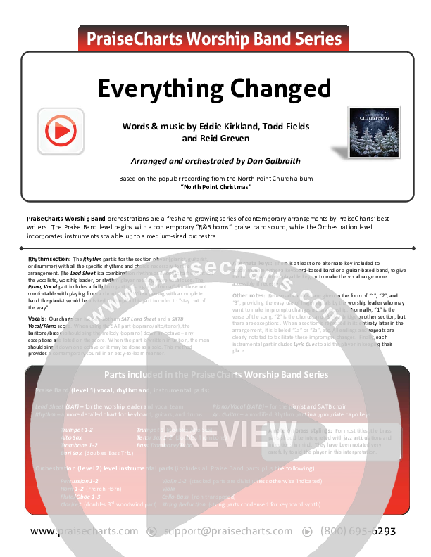 Everything Changed Cover Sheet (Eddie Kirkland / North Point Worship)