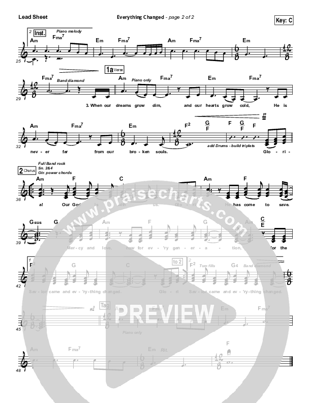 Everything Changed Lead Sheet (SAT) (Eddie Kirkland / North Point Worship)