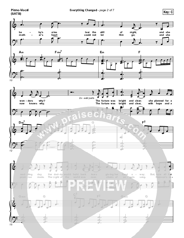 Everything Changed Piano/Vocal (SATB) (Eddie Kirkland / North Point Worship)