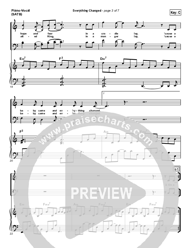 Everything Changed Piano/Vocal (SATB) (Eddie Kirkland / North Point Worship)