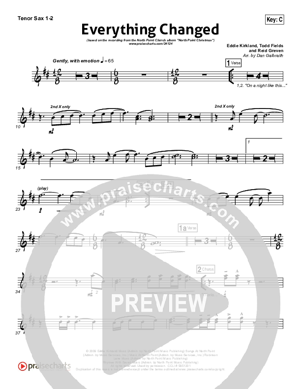 Everything Changed Tenor Sax 1/2 (Eddie Kirkland / North Point Worship)