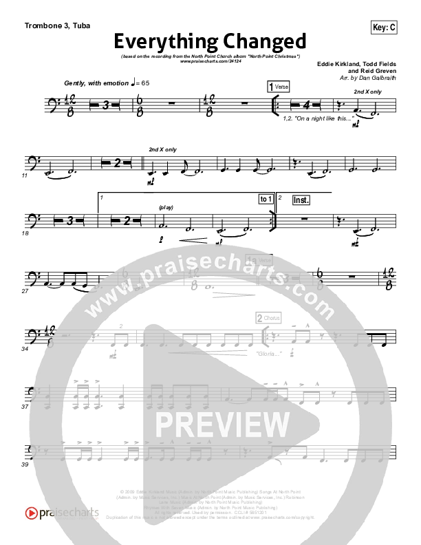 Everything Changed Trombone 3/Tuba (Eddie Kirkland / North Point Worship)
