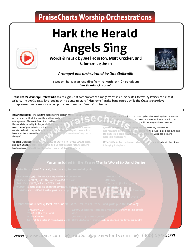 Hark The Herald Angels Sing Cover Sheet (Eddie Kirkland / North Point Worship)