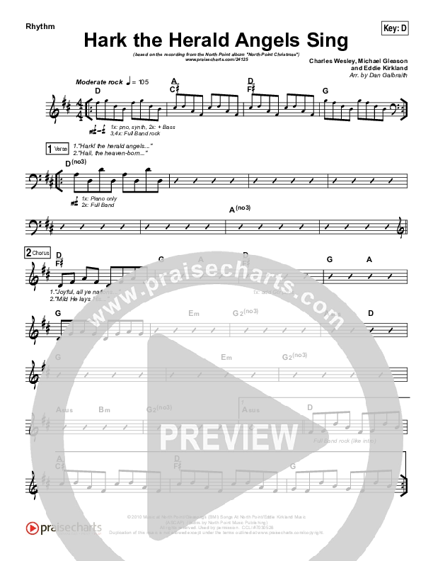 Hark The Herald Angels Sing Rhythm Chart (Eddie Kirkland / North Point Worship)