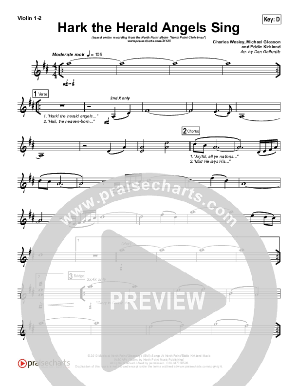 Hark The Herald Angels Sing Violin 1/2 (Eddie Kirkland / North Point Worship)