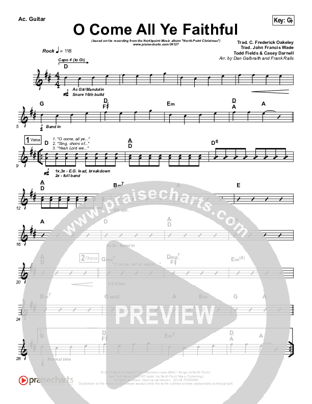 O Come All Ye Faithful Acoustic Guitar (Todd Fields / North Point Worship)