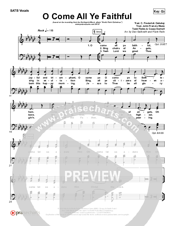 O Come All Ye Faithful Choir Vocals (SATB) (Todd Fields / North Point Worship)